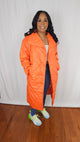 Jai' Long Diamond Pattern Coat (Neon Orange)